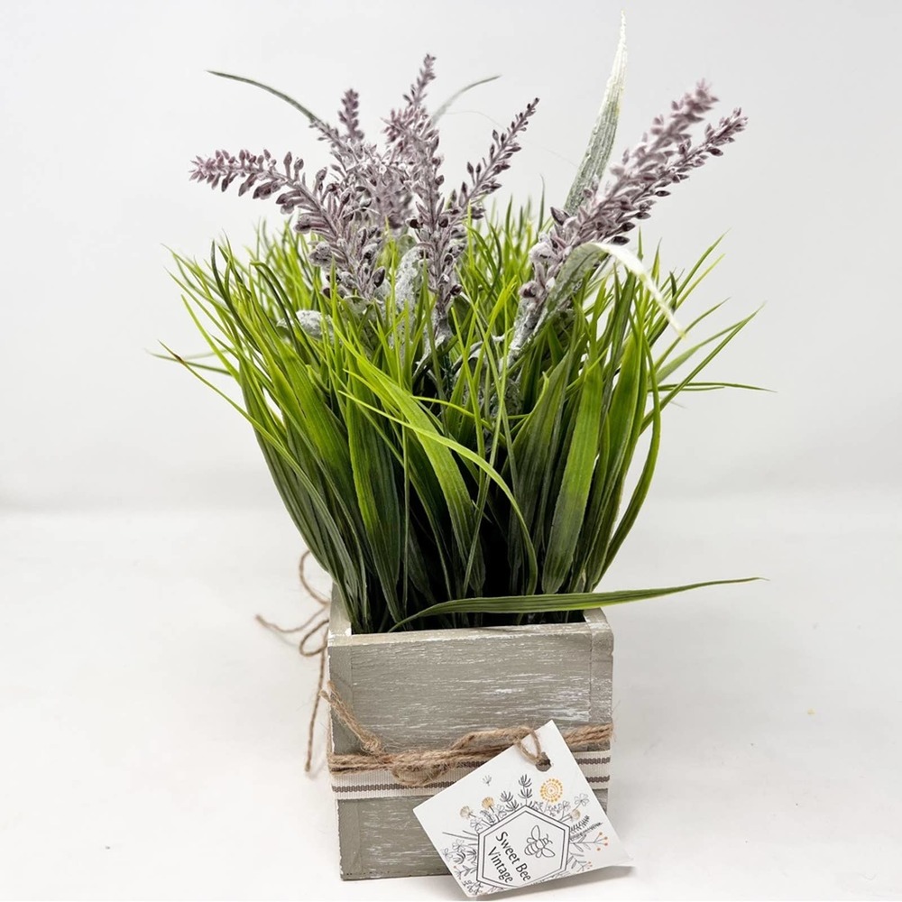 Spring Lavender in Grass Table Top display upcycled home decor - Picture 3 of 4